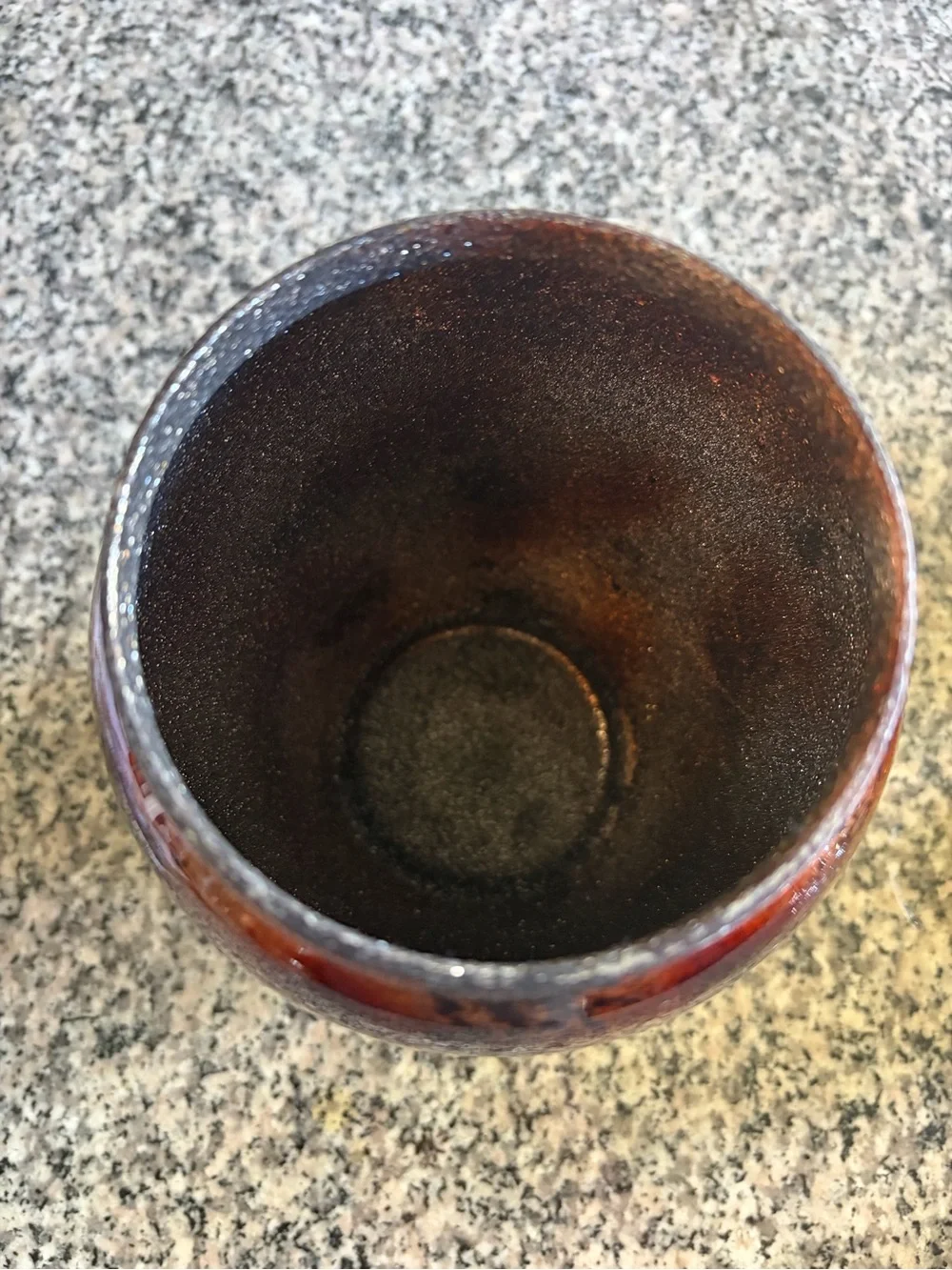 Vintage Hand-Blown Glass Vase in Deep Amber Brown